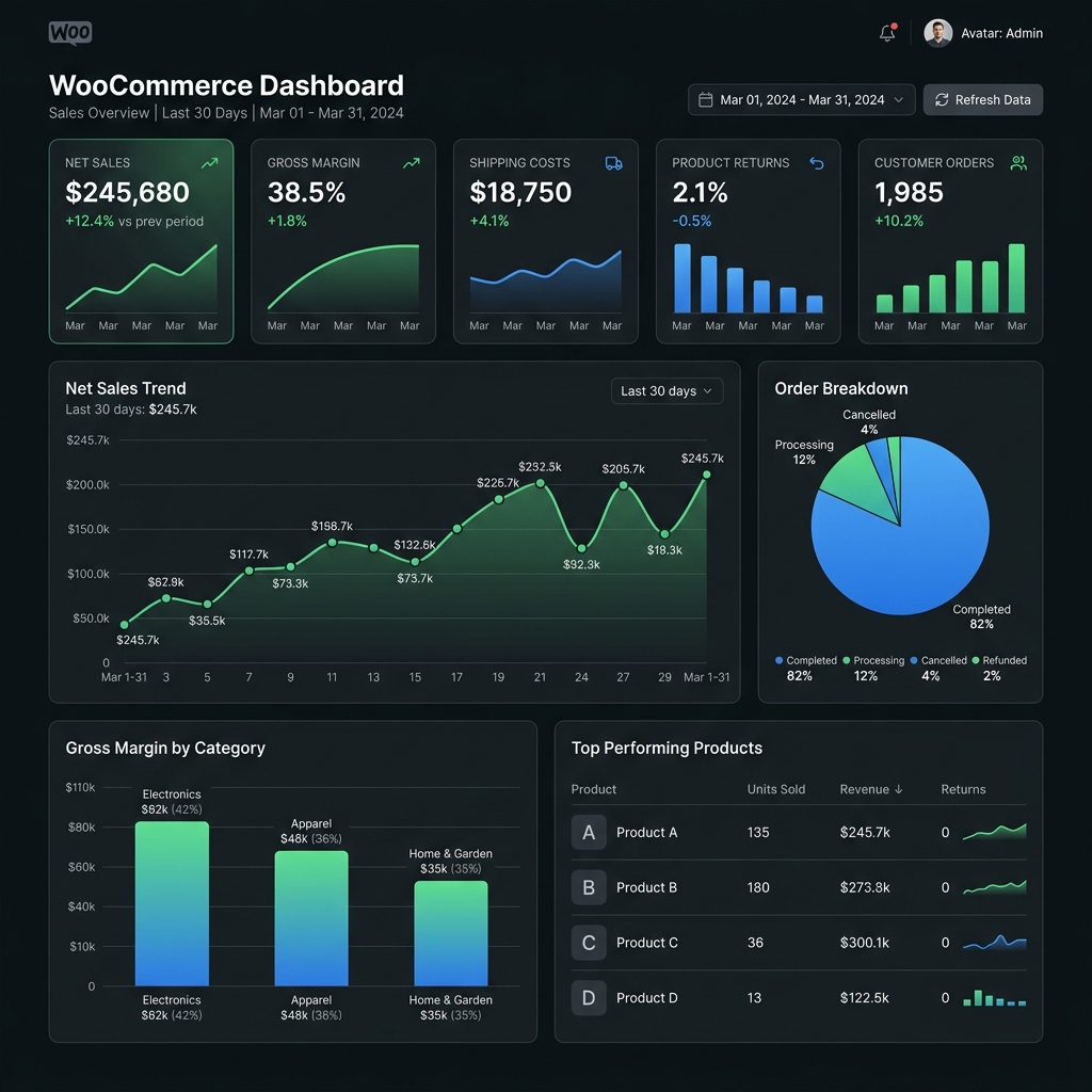 WooCommerce Sales Dashboard